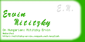 ervin mititzky business card